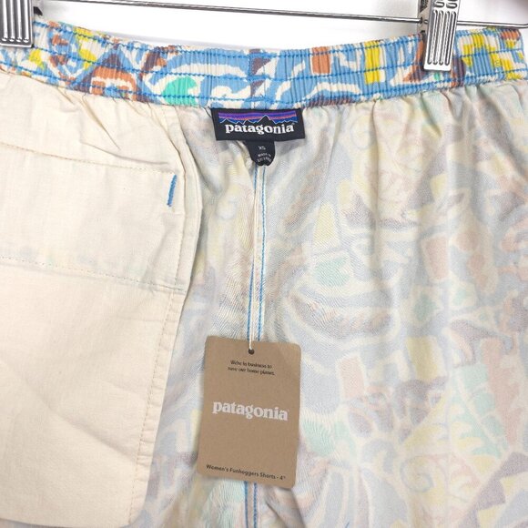 Patagonia Women's Funhoggers Shorts Thriving Planet Lago Blue  XS - Picture 10 of 12